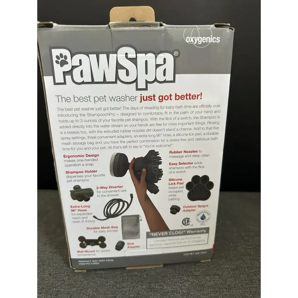 PawSpa ShampoochPro Oxygenics Pet Washer Dog Bath Sprayer Lick Pad New Open Box